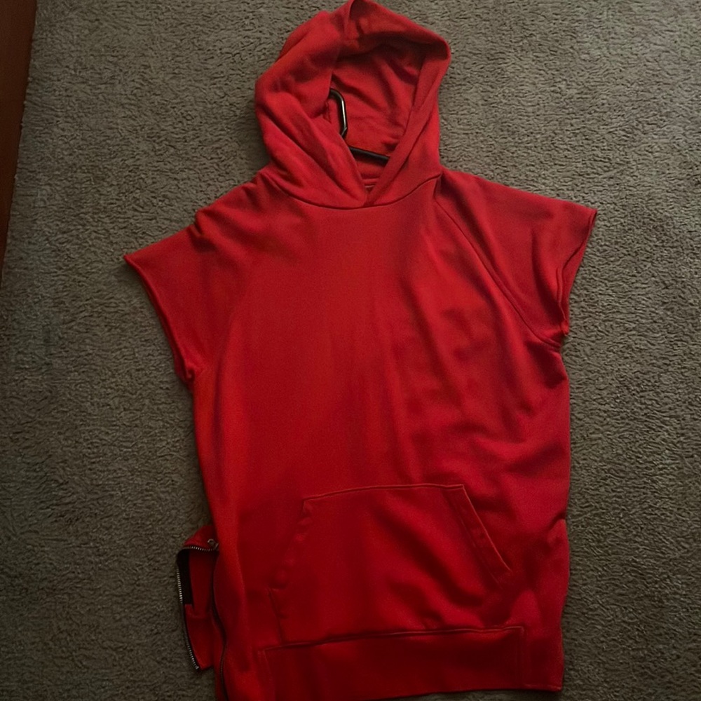 Fear Of God Collection One Red Cutoff Sleeveless Hoodies - Size L